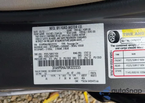 2011 Ford Fusion Se from USA, damaged, VIN 3FAHP0HA7BR322235